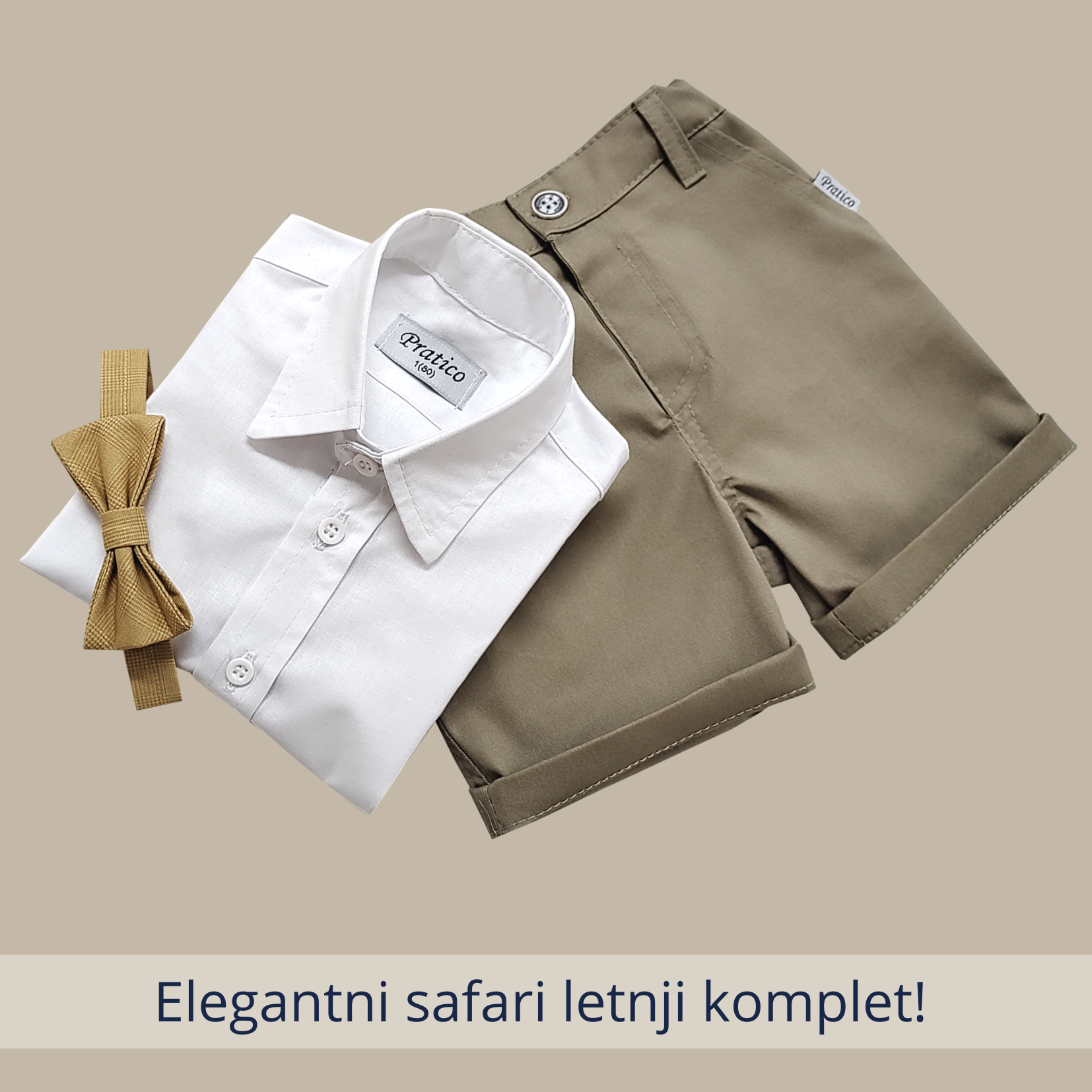 Svetlo-maslinasto/beli letnji komplet